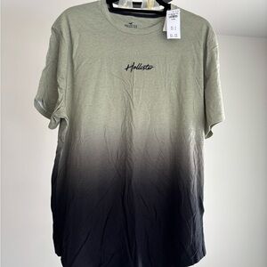 Hollister Men's Olive and Charcoal Gradient Tee